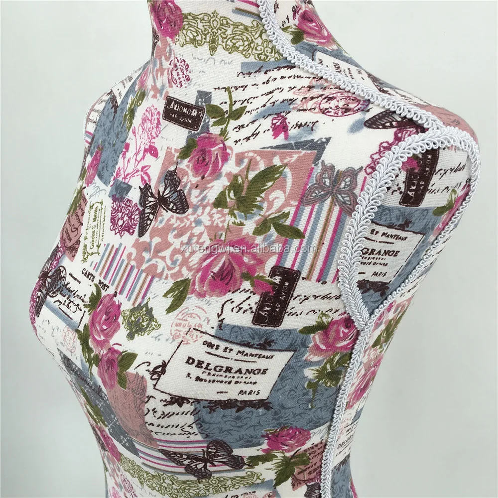 Upper Body Cover Finish Chinese Style Cotton Print Inside Foam Material Half-body Dummy Mannequin Display Women Model