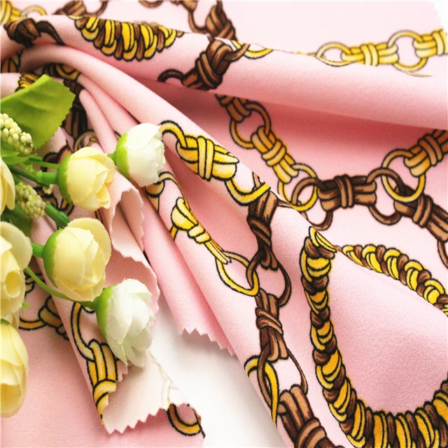 New fashioncable High Quality stretch printed heavy moss crepe fabric printed sweater fabric