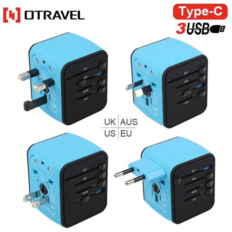 Factory selling universal world wide plug with 5V 3.4A 3 USB &1 Type-C port travel adapter