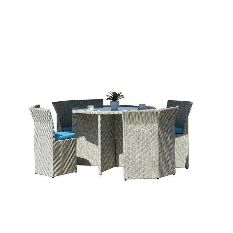 high back rattan outdoor table and chairs