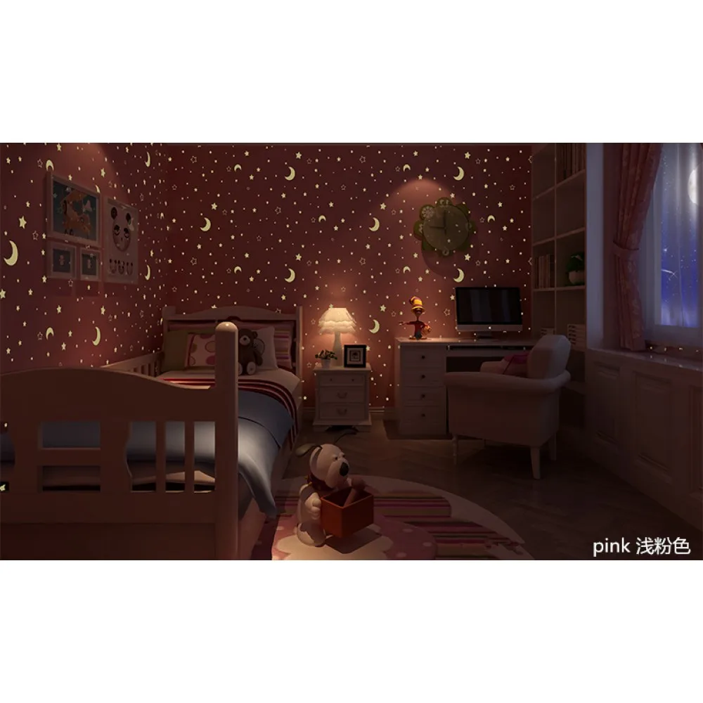 
BL Star moon children room luminous non-woven 3D wallpaper 