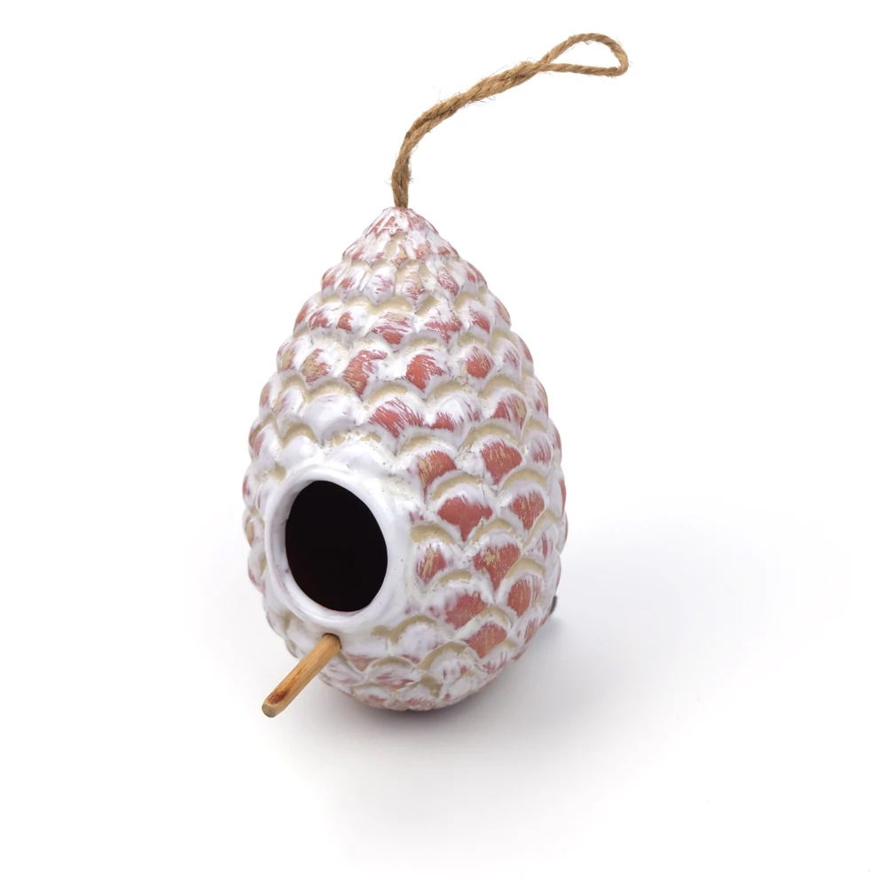 Ceramic hanging pine cone shaped bird house,bird nest