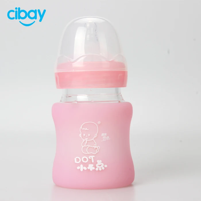 
New product borosilicate glass babies feeding bottles with baby silicone nipple manufactures 
