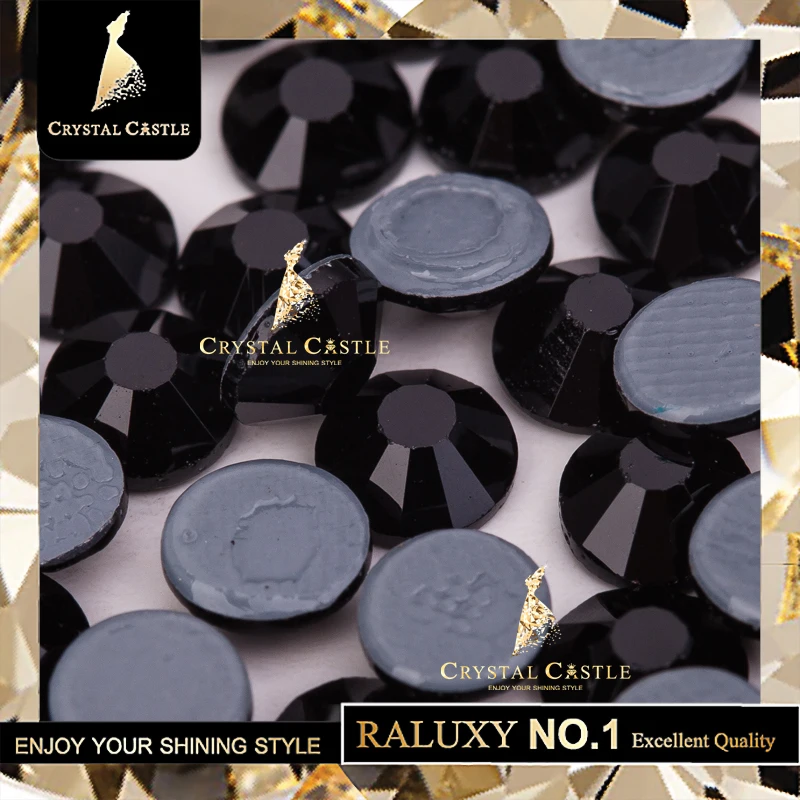 Clothes accessories rhinestones ss16 black jet glass crystal rhinestone sticker hotfix bling rhinestone