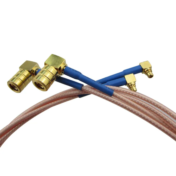 50ohm RF coaxial extension cable SMB female right angle to mmcx jump cable
