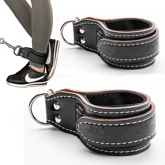 Premium Leather Weightlifting Ankle Strap For  Glutes Workout Exercise Cable Machines