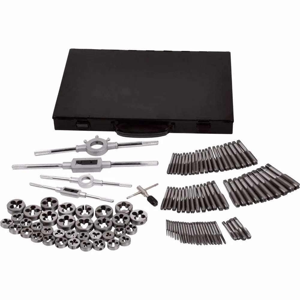 High quality 110 Pieces Big Metal Case Package Tool Kit Hand Threading Tools Tap and Die Set