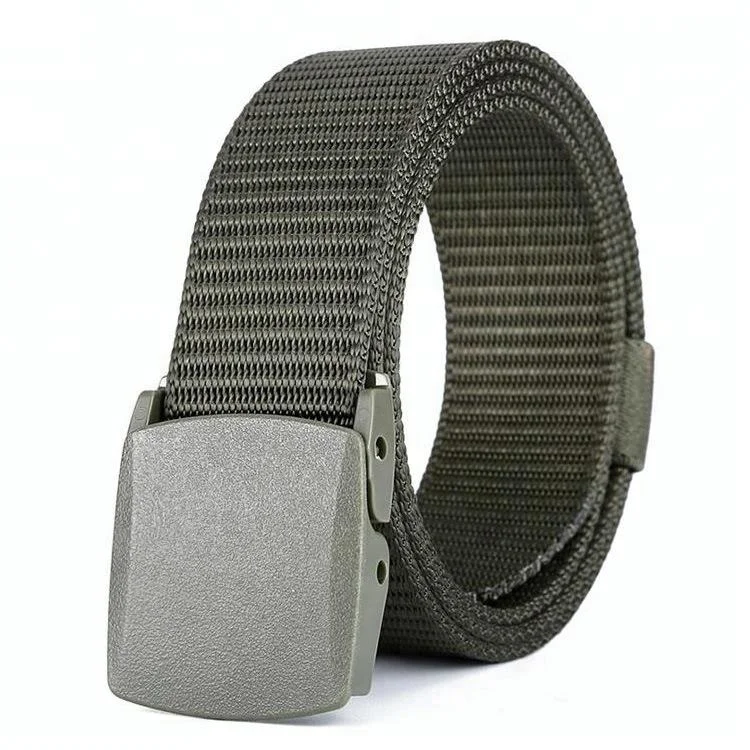 Men Style Woven Nylon Strap Belt with Plastic Smooth Buckle