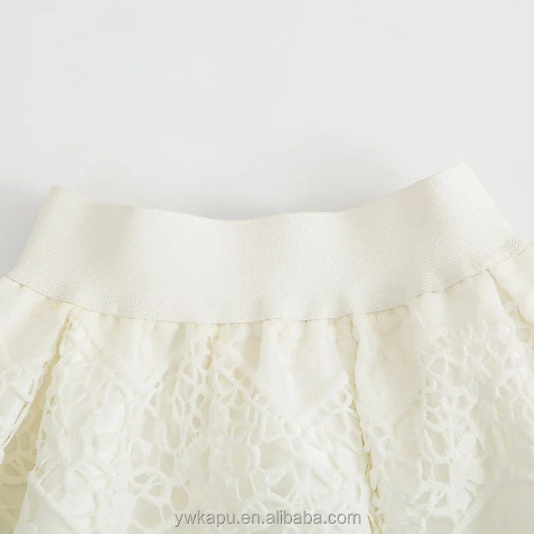 White Lace Pleated Wrap Skirt School Girl Maxi Kids for