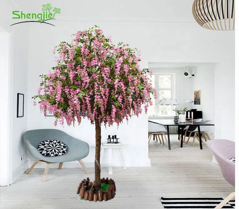 Wholesale best design indoor decorative artificial silk wisteria wedding wishing tree