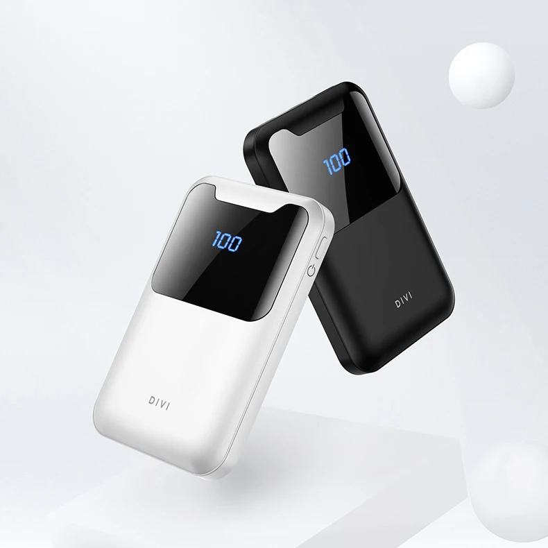 DIVI LED Display Screen power bank10000mah Lithium Battery wallet power bank Double USB Power Bank for mobile phone