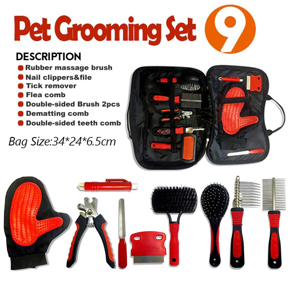 Best Dog Brush Set with Bag Kit Shedding Tools Dog Cat Brush Pet Comb Pet Grooming Kit for Dogs and Cats