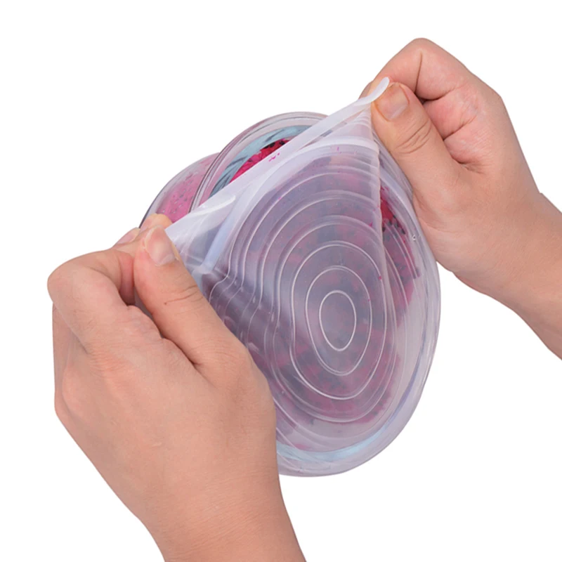 6-pack Custom Color Logo Strech Silicone Stretch Lids 6 Pack BPA Free Custom Silicone Stretch Lids