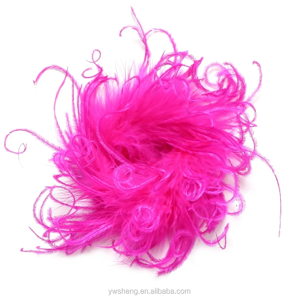 Wholesale Curly Ostrich Feather Puff Artificial Dress Up Hair Bow Clip for Accessories