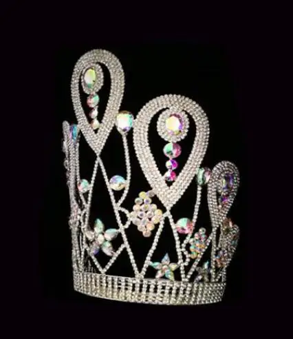 12 Inch Big Beauty Tiara Custom AB Stone Large Tall King Pageant Crown