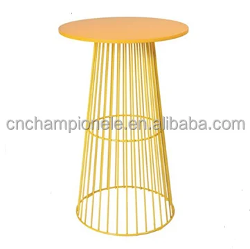 Blue round wire cocktail table metal event mesh bar table