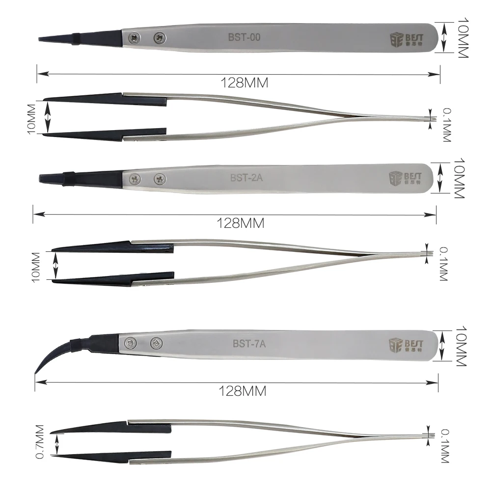 Rubber tipped tweezers replaceable tip esd tweezers