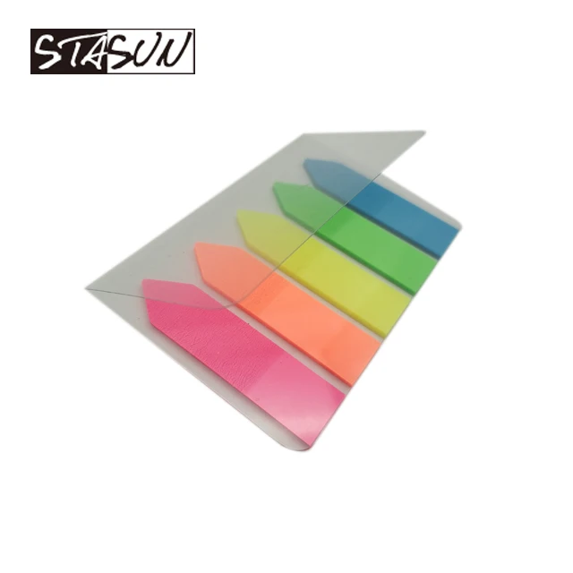 STASUN 5 fluorescent colour Arrow Plastic PET film index sticky note book mark