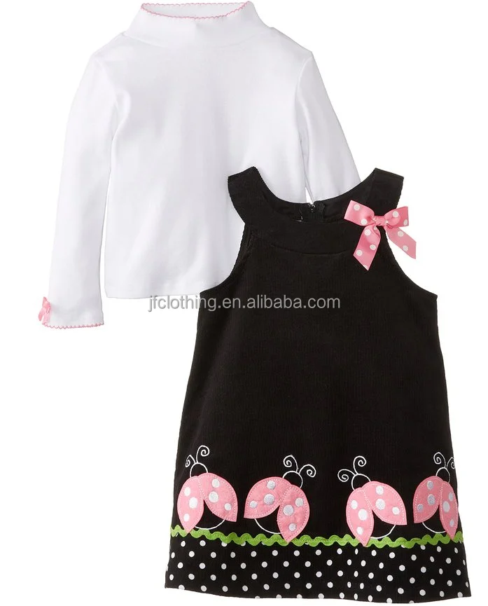 (CS802#) Children winter set t shirt cord dress 2pc outfit boutique kids wear ladybird set