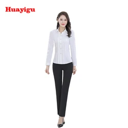 OEM service custom long sleeve white elegant office women blouse