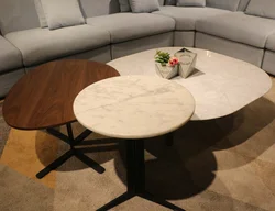 Coffee Table Sets Design Round Marble with Iron Italian Luxury Living Room Furniture Modern Wood 3 Layers Coffee Table 5pcs