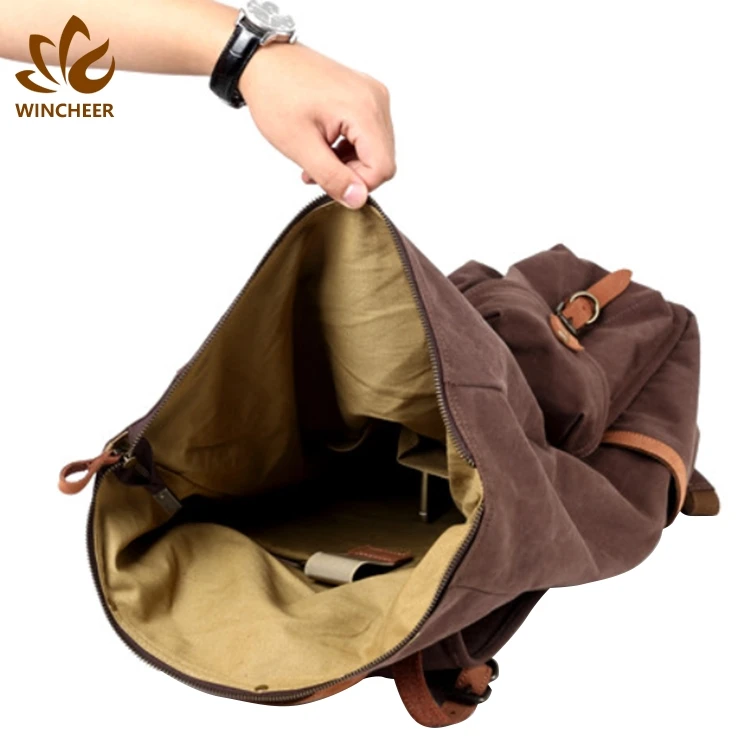 New design custom logo fashion retro laptop back pack bags canvas backpack for men waxed canvas backpack