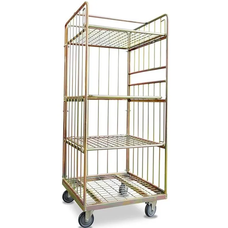 Aceally metal warehouse transport roll cage cargo storage roll cart