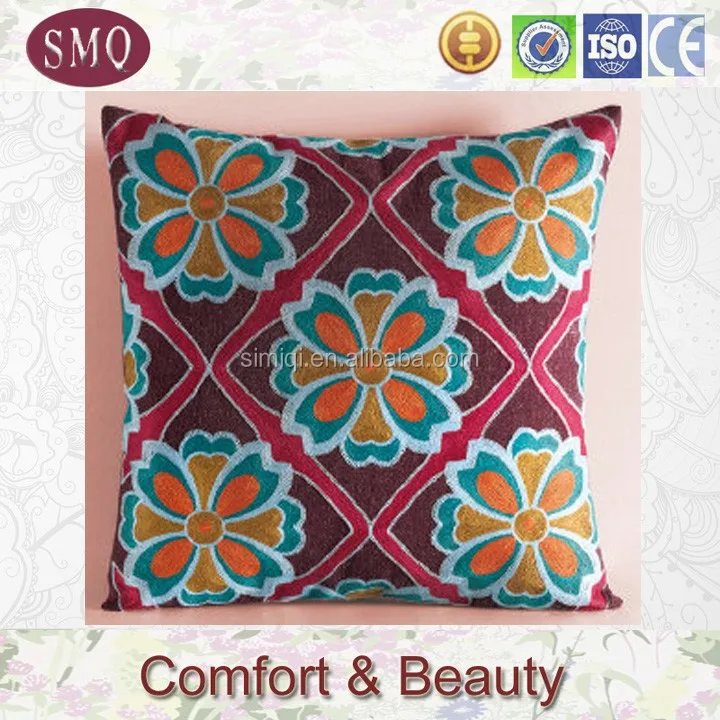 custom flowers design 45X45 cm cushion cover embroidery for sofa decor