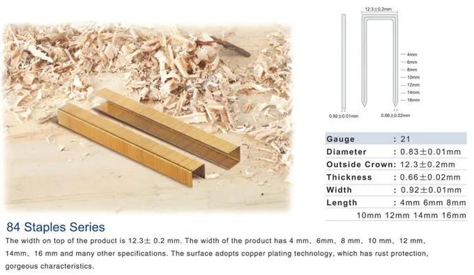 Professional Air staplers, Ga.21, 1/2' Crown Stapler Omer 84, 6-16mm, Pneumatic stapler 8416, Heavy duty pneumatic staple gun