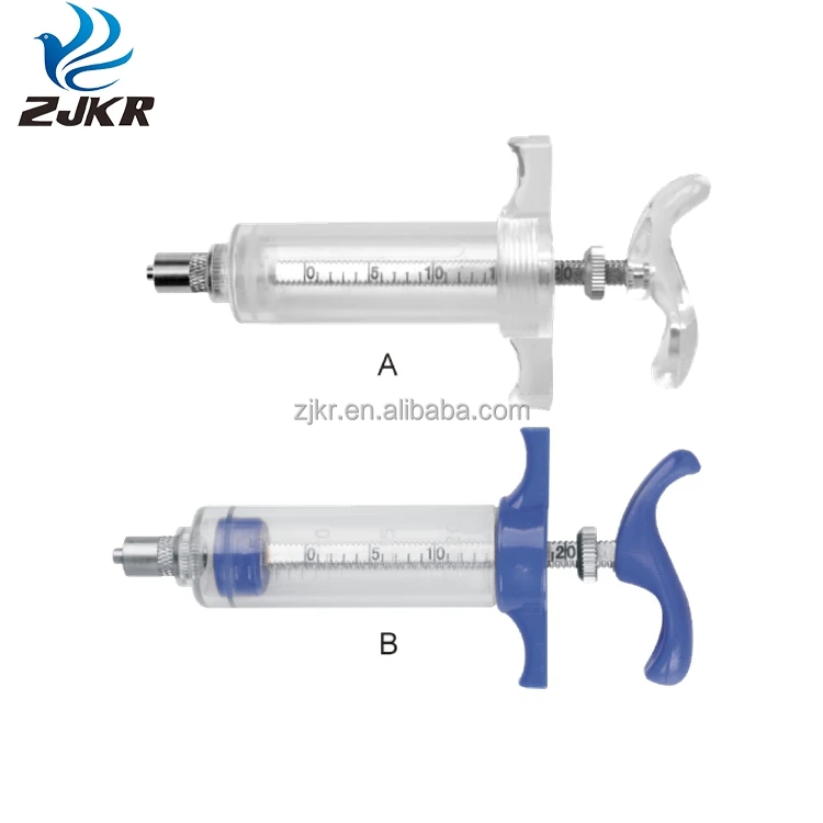 KD304 veterinary plastic steel TPX/PC 10ml 20ml 30ml 50ml vaccinator syringe with graduation for animals