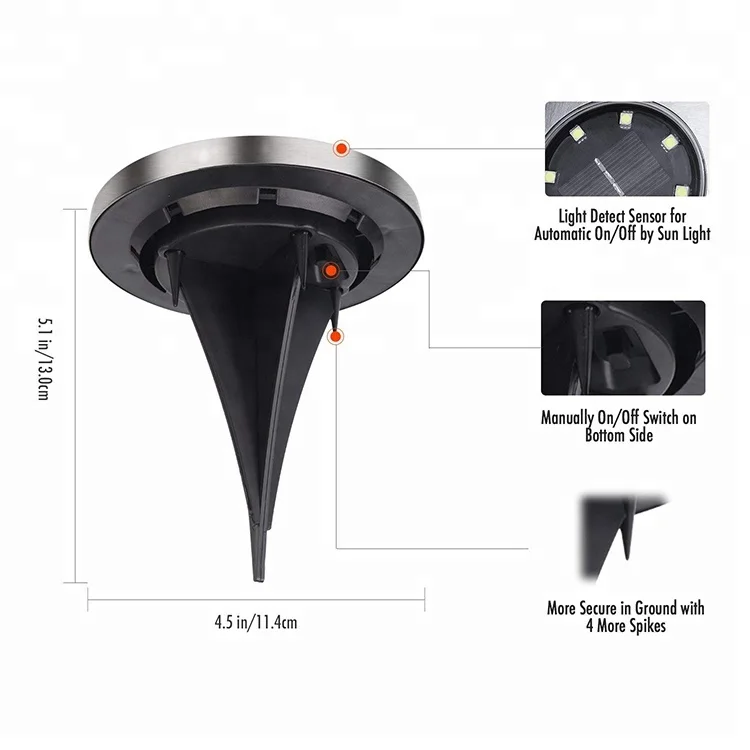 
Waterproof 4/8 LED disk light solar ground light solar garden light for Landscape Home Yard Driveway Lawn pathway 