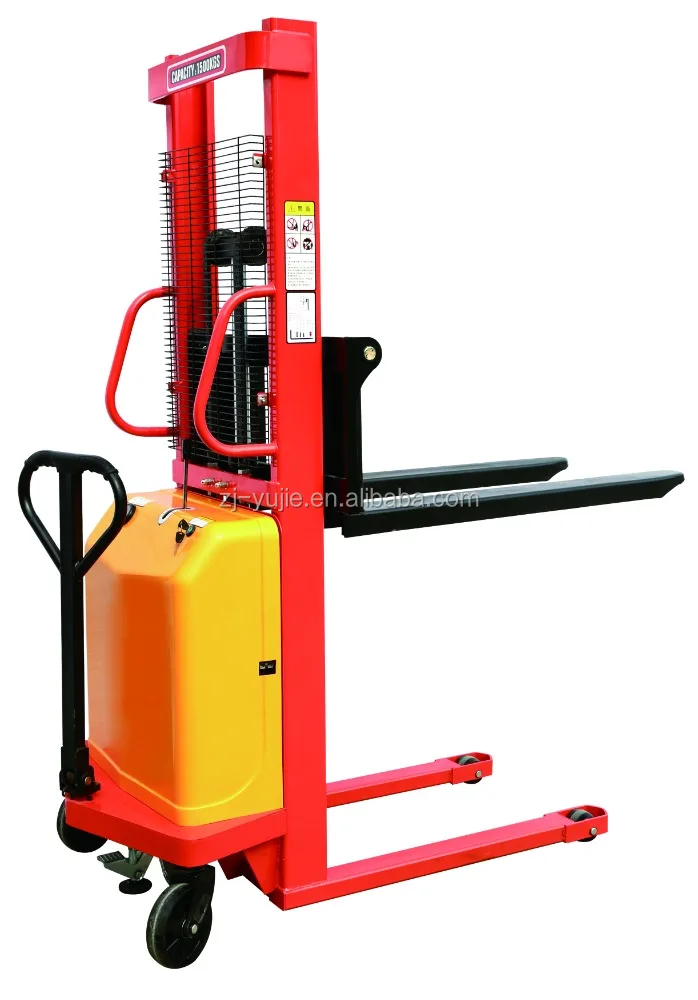 Cheap material handling equipment supplier 2 ton semi electric forklift stacker