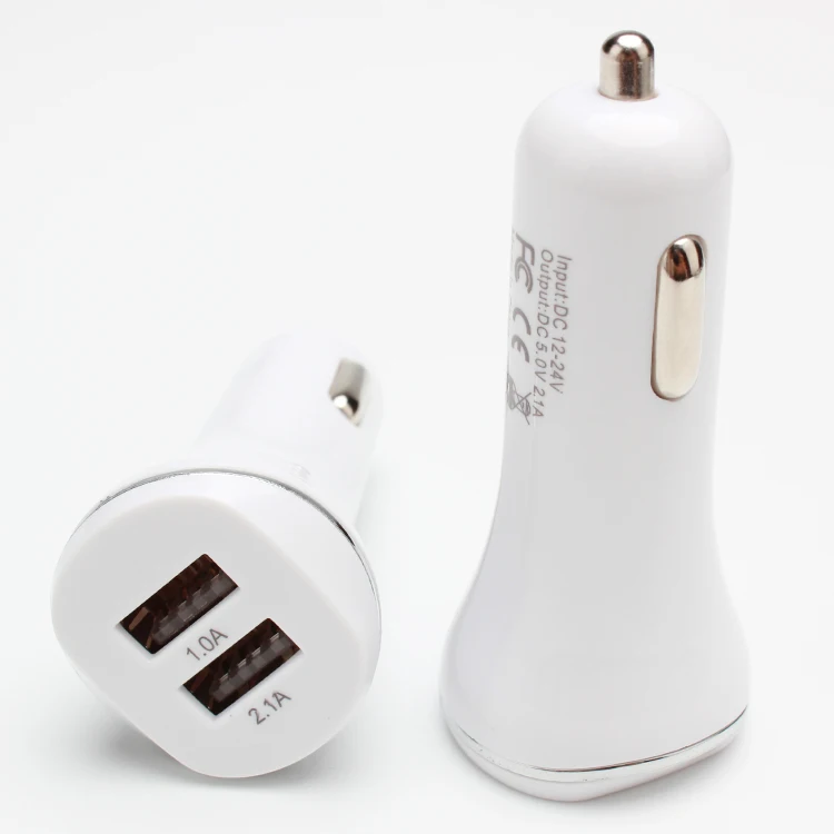 New style 2 port small golden edge wireless usb smart IC protection car charger for mobile phone device