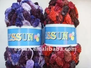 100% Polyester soft Pompon Fancy Yarn for hand knitting