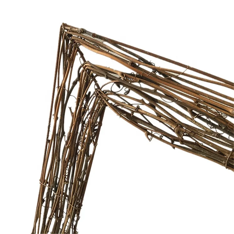 DIY Crafts Rattan Square Shape Natural Dried Wreath Grapevine Wreath Xmas Garland for Home Wedding Party Decor Photo Frame Prop