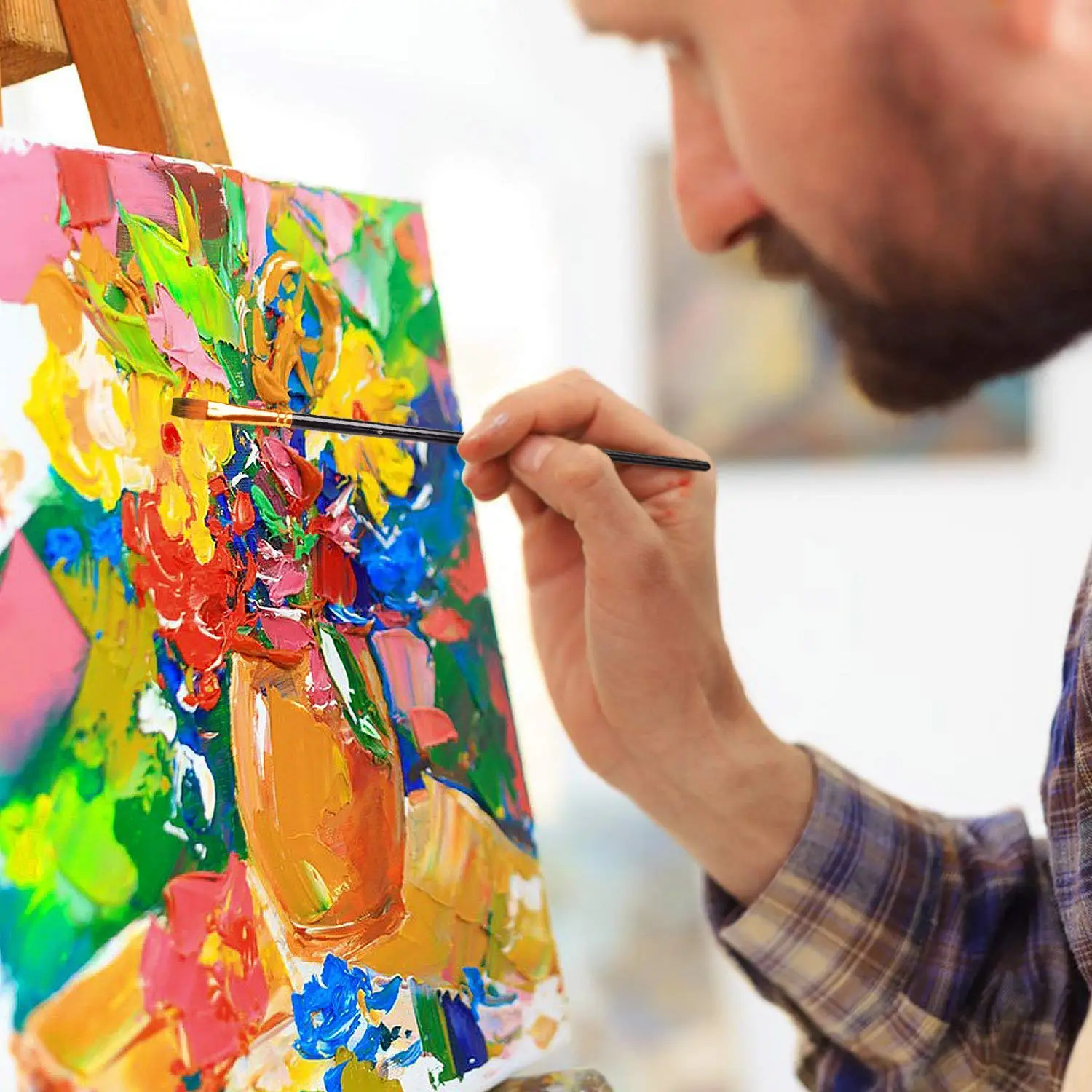 
2020 New 15Pcs cheap Artist Paint Brush Set Includes Pop-up Carrying Case,for Acrylic, Oil, Watercolor, Creative Body Paint 