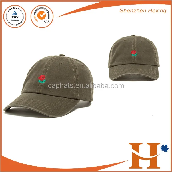 Custom floppy flat brim 5 Panel Dad Hat Embroidery Rose Unstructured Snapback Hats Cap For Sale