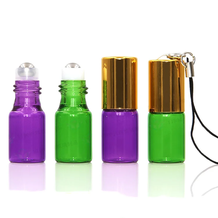 1-5ML colorful glass essential oil bottle with roller ball