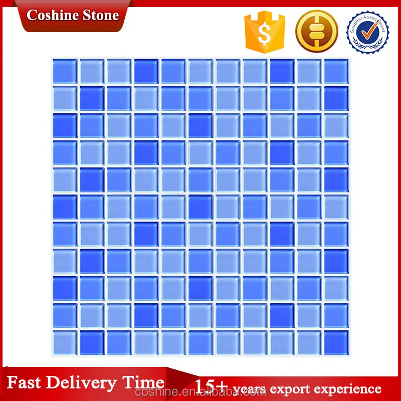 New design generous simple blue white swimming pool glass mosaic tiles