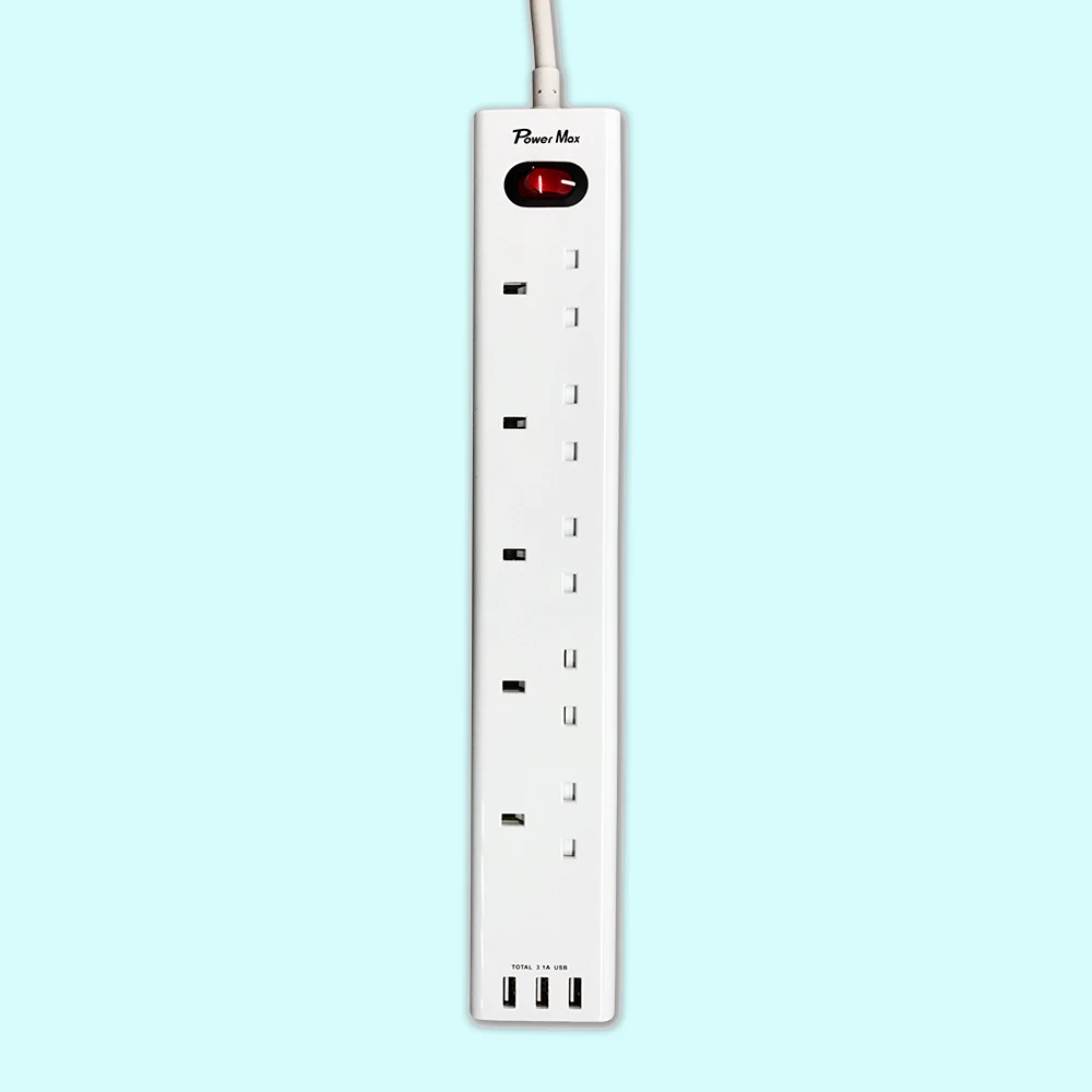 quality CE approval power strip BS CE uk plug socket switch extension UKCE 4 OUTLET EXTENSION LEAD WITH USB