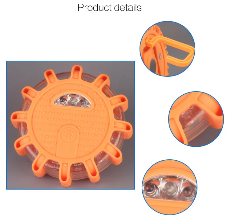 
12+3Pcs AAA battery waterproof magnet yellow amber safety emergency light led road flares 