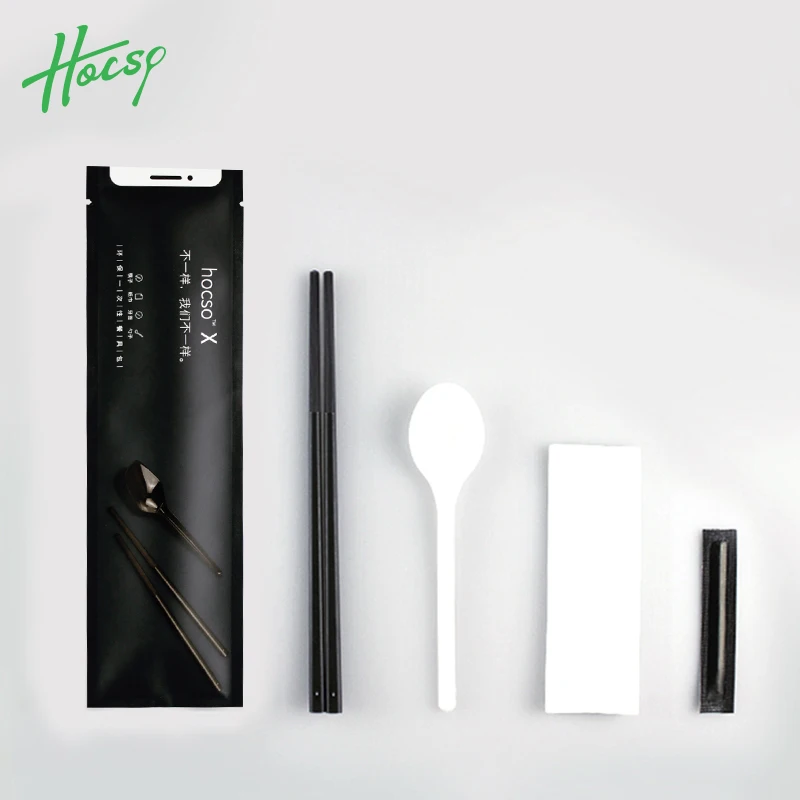 Custom cutlery set Disposable plastic chopsticks Disposable chopstick and spoon