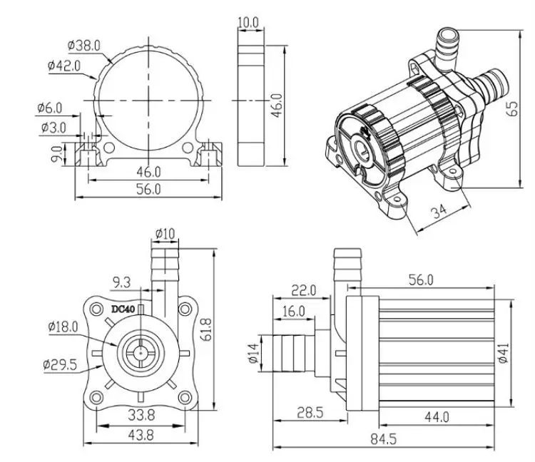 brushless dc pump DC40 12V 24V 7m 600LPH