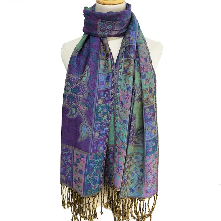 New pattern pashmina scarf women double face jacquard shawl wraps