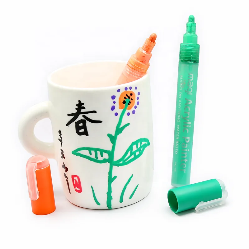 DIY Works on Any Surfaces Acrylic Permanent Paint Marker Pen for Ceramic Rock Glass Porcelain Mug Fabric Canvas Painting