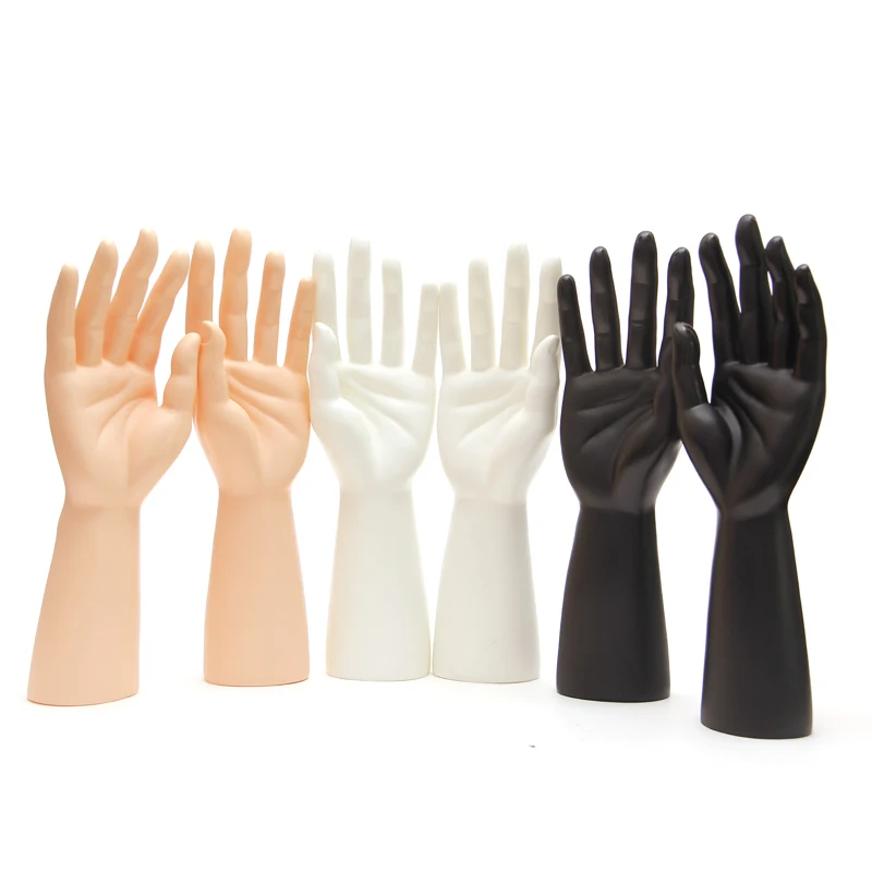 One Pair Black Skin Plastic PVC Male Mannequin Hand Gloves Display Hands