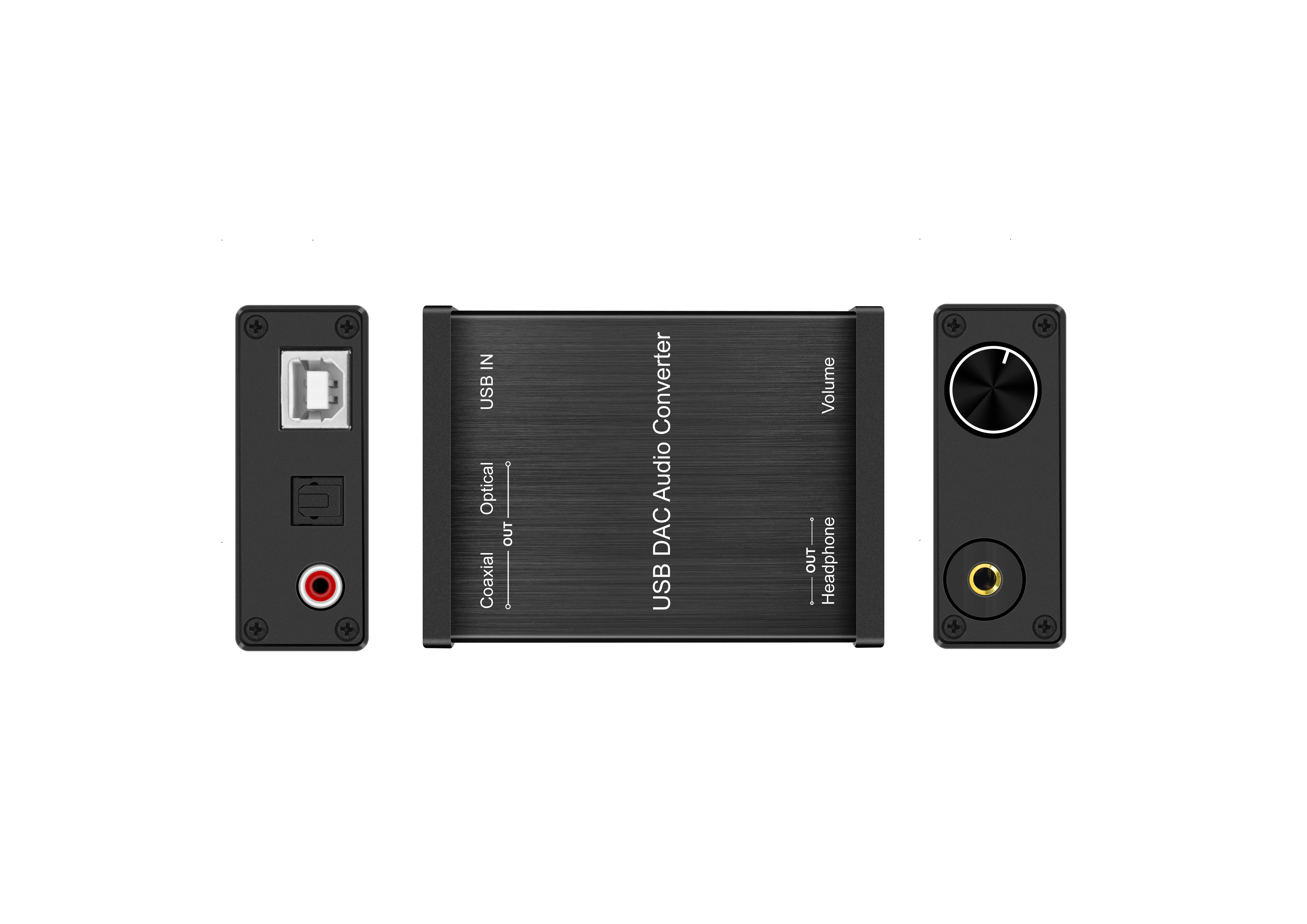 DAC USB to 5.1 and 2.0 audio converter, with coaxial and optical/toslink, 3.5mm stereo audio out, built-in headphone amplifier