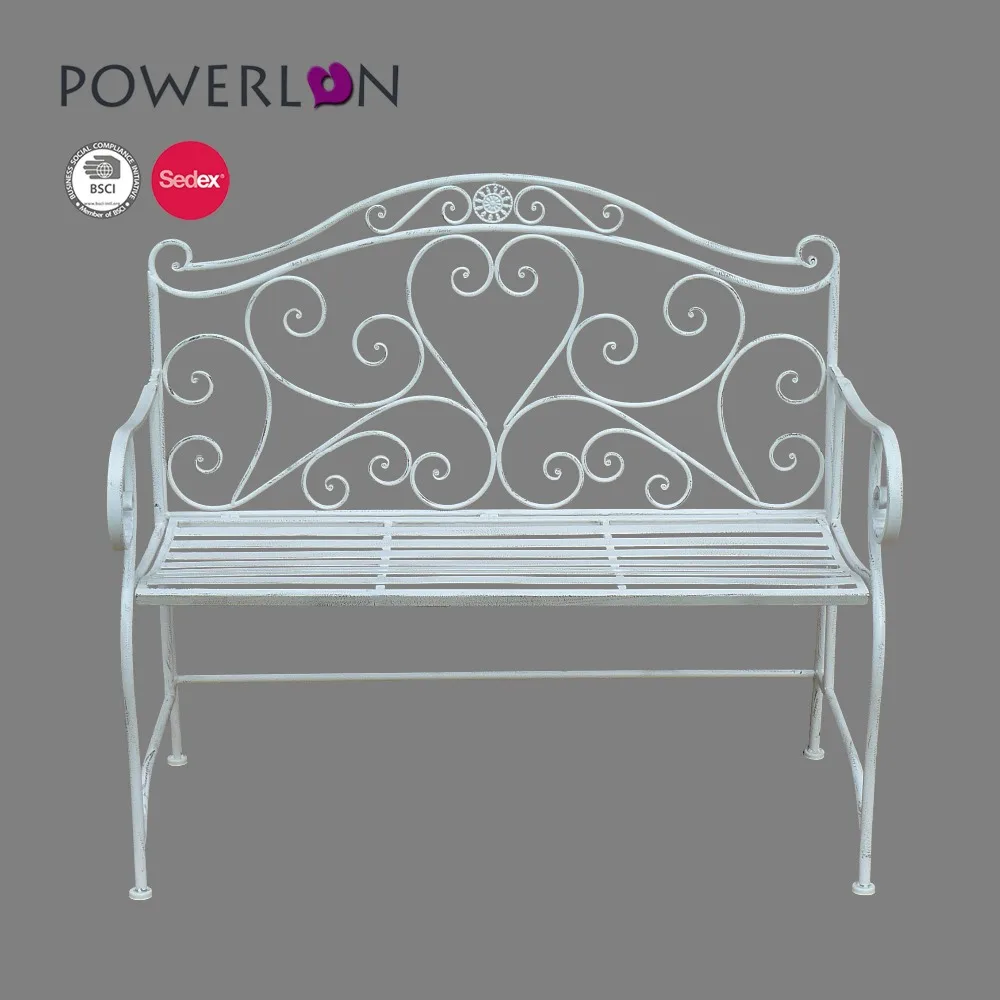 Wholesale Outdoor Garden Heart Shaped 2 Seater Anti rust Wrought Iron Patio Bench