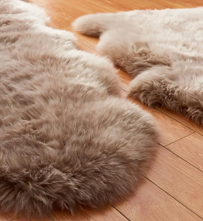 Tibetan Blond Color Curly Lamb Carpet Mongolian Long Hair Sheep Plate Fur