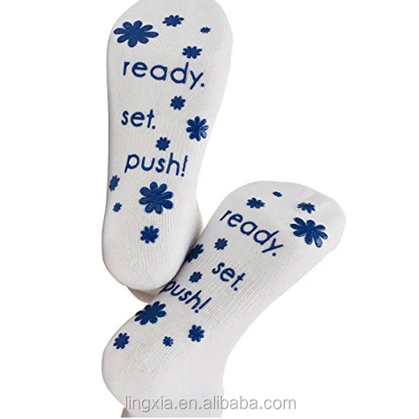 New Goods Women Combed Cotton Labor and Delivery Socks, Inspirational Fun Non Skid Push Socks For Maternity
